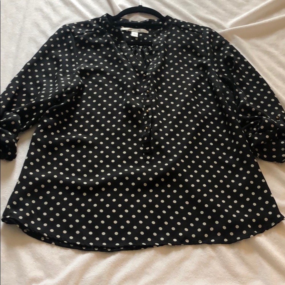 Lauren Conrad black and white polka dot blouse
